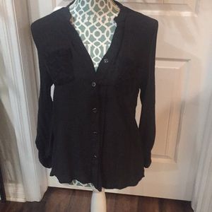 Black blouse with lace detail
